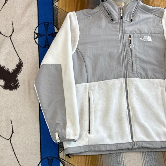 The North Face White Denali Fleece Hooded Full Zip Jacket Women's Size XL - Picture 7 of 12